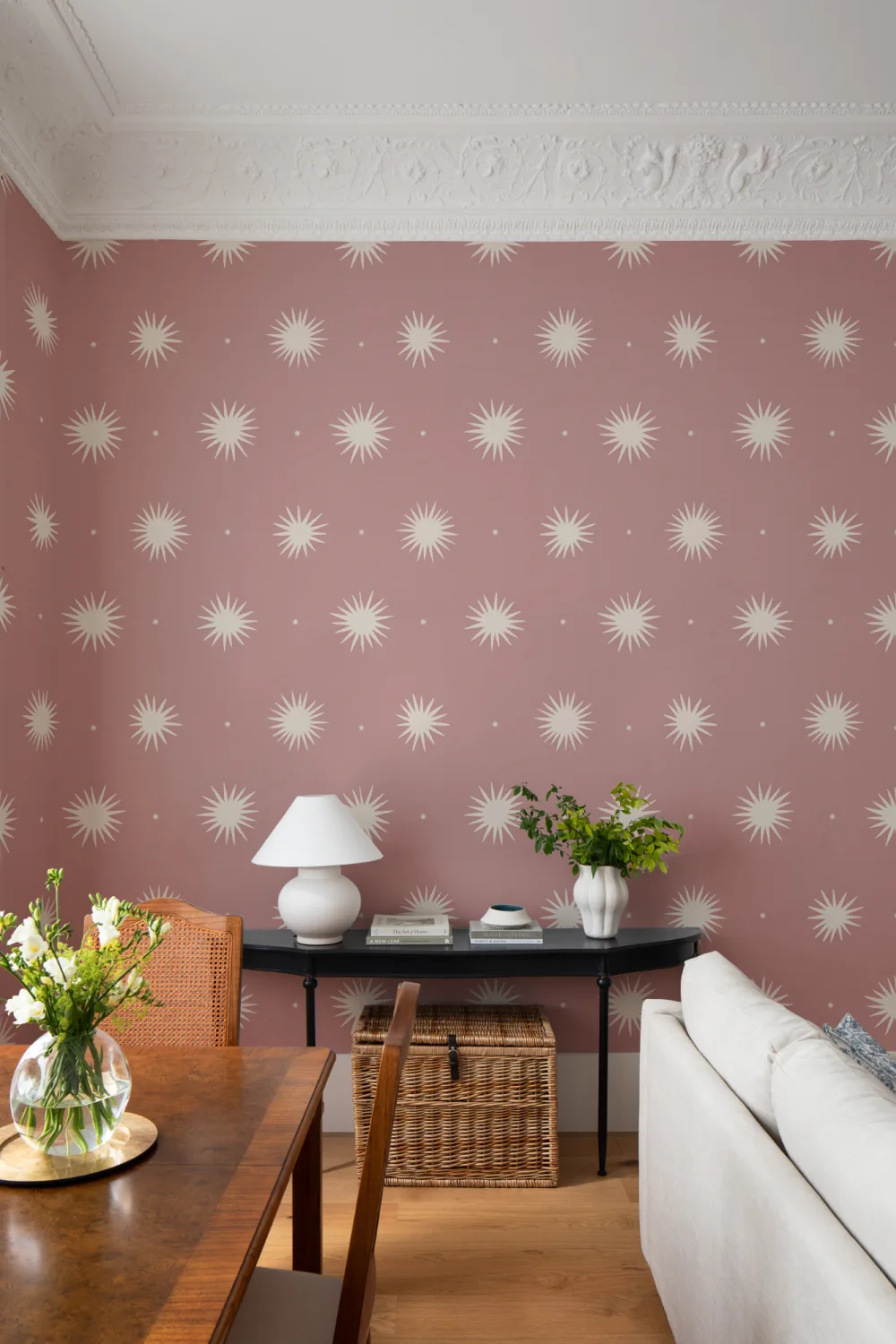 Pink Celestial Pattern Wallpaper For A Calm Mural