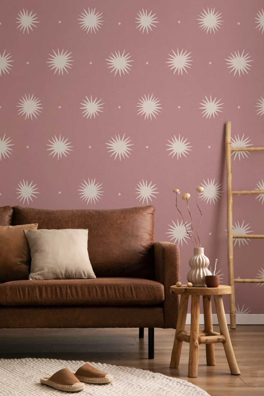 Pink Celestial Pattern Wallpaper For A Calm Mural