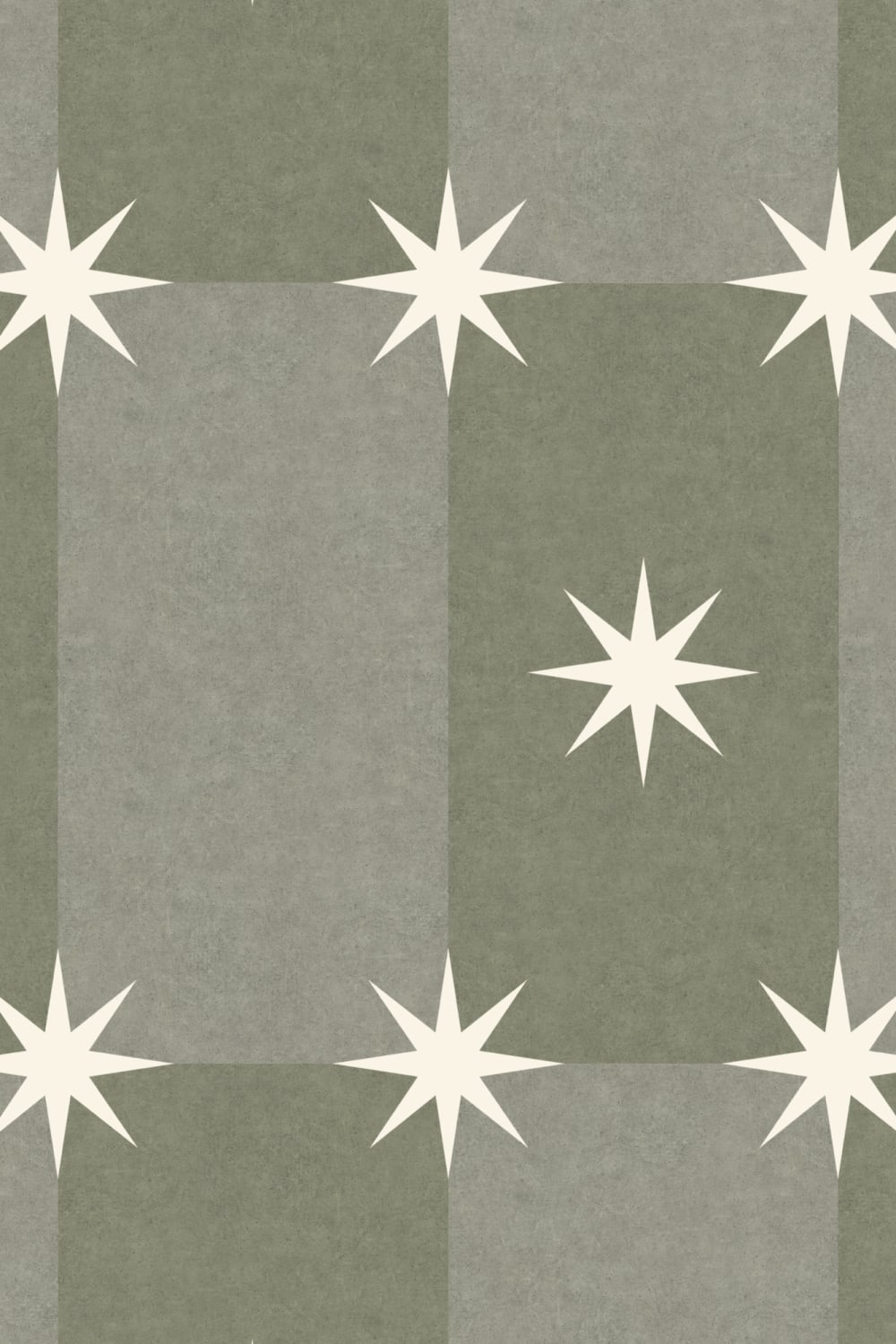 Sterling Green Geometric Star Pattern Contemporary Mural