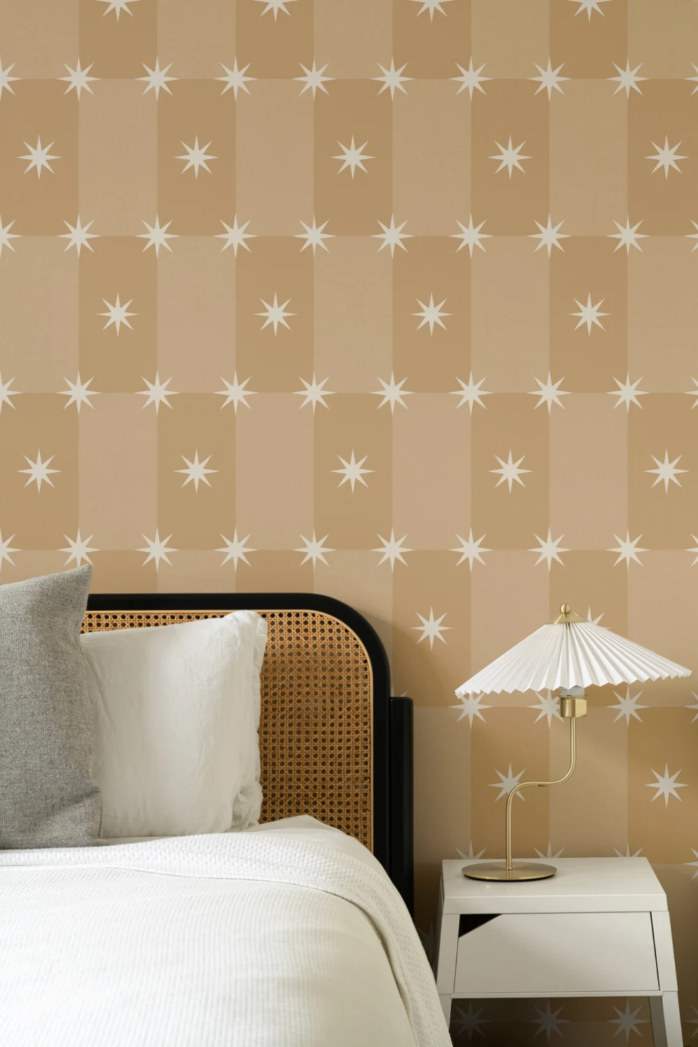 Yellow Geometric Starburst Pattern Mural For Playful Spaces