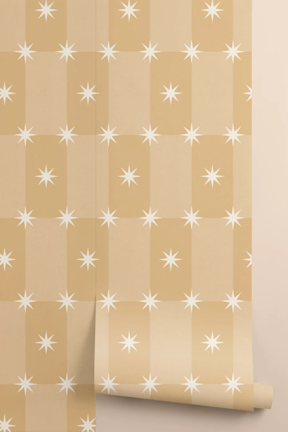 Yellow Geometric Starburst Pattern Mural For Playful Spaces
