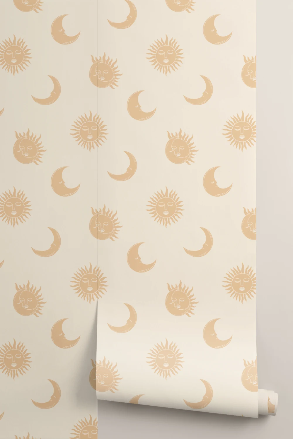 Yellow Sun & Moon Boho Wallpaper
