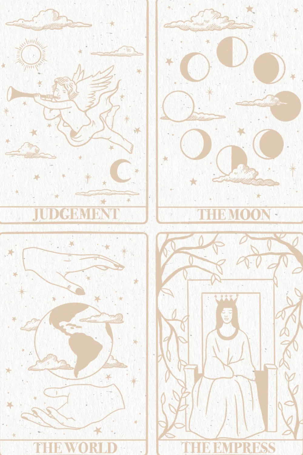 Neutral Tarot Card Pattern Mural