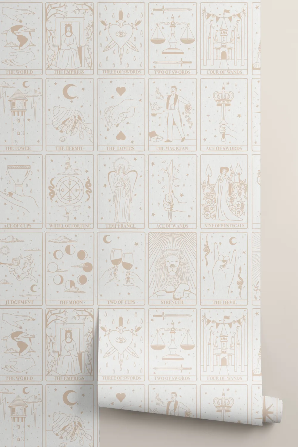 Neutral Tarot Card Pattern Mural