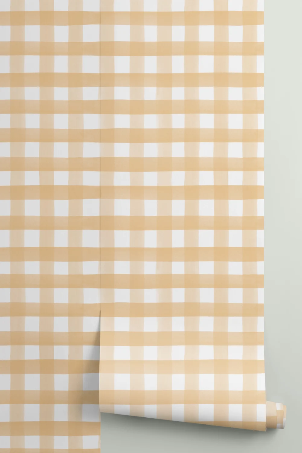 Gelbe Aquarell Gingham Tapete