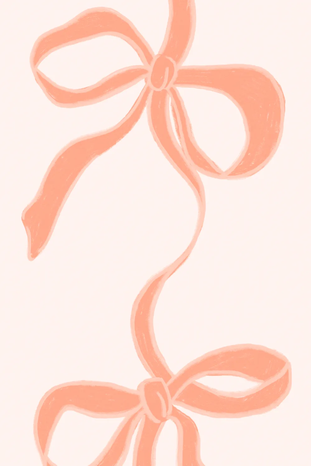 Peach Ribbon Bow Stripes Mural
