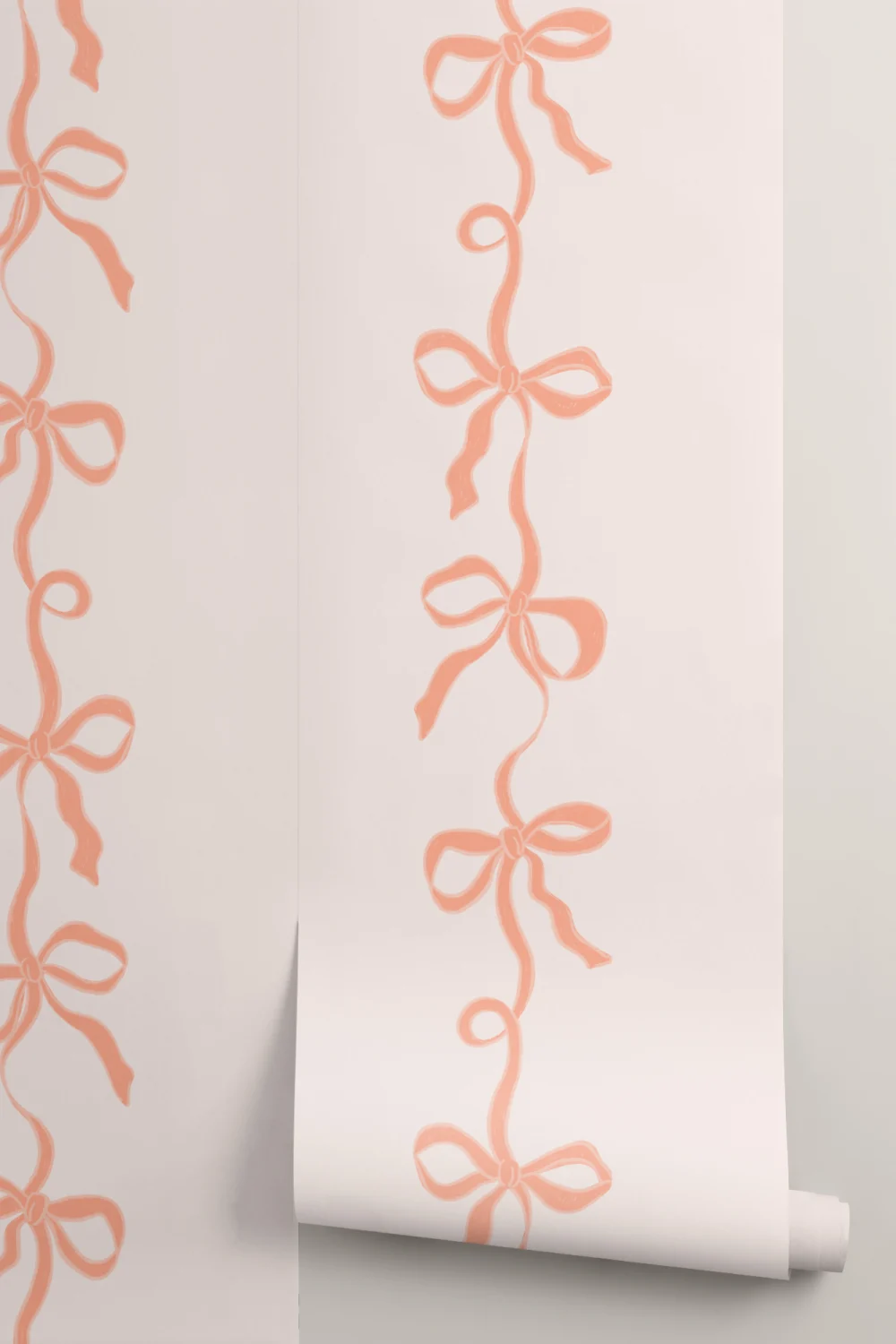 Peach Ribbon Bow Stripes Mural
