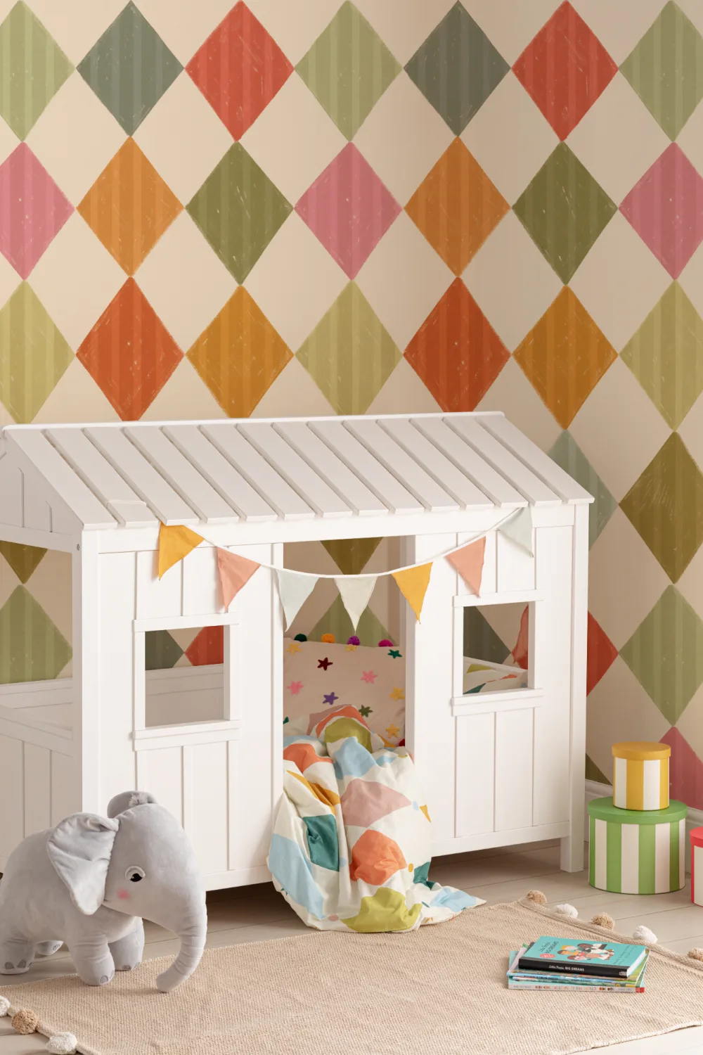 Heldere Multi Stripe Harlekijn Muurschildering