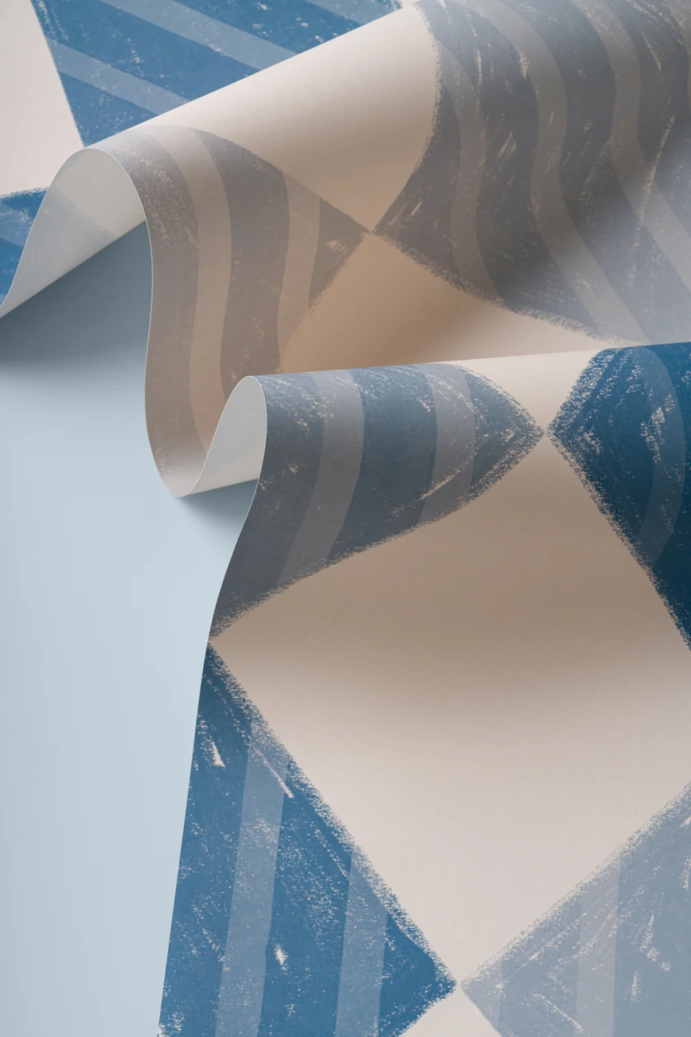 Carta da parati Arlecchino a strisce blu