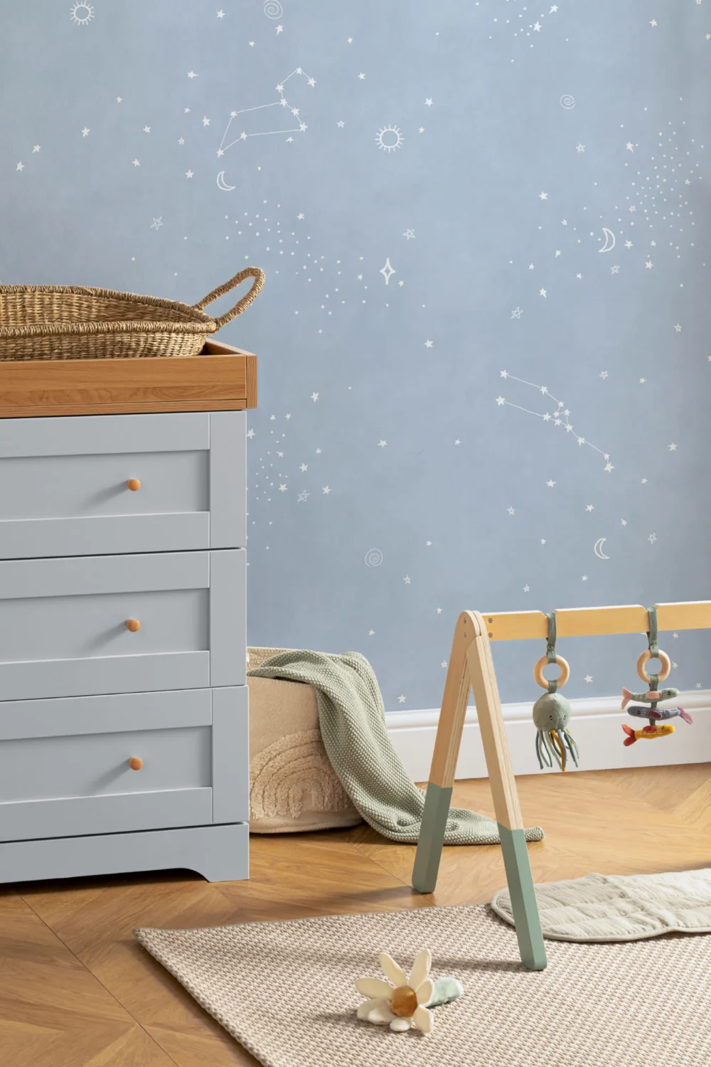 Blue & White Zodiac Theme Constellation Wallpaper Mural
