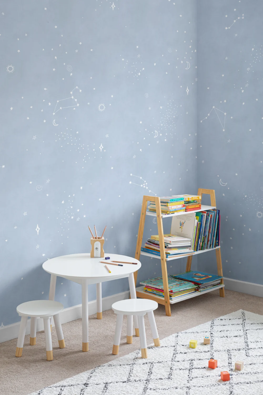 Blue & White Zodiac Theme Constellation Wallpaper Mural