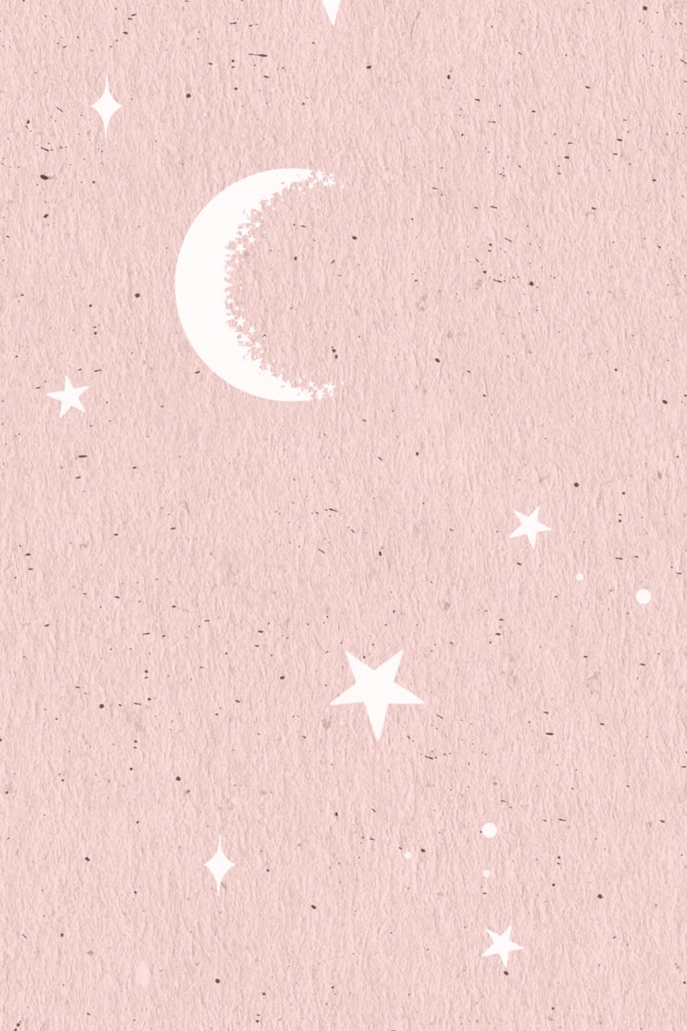 Mural de Papel de Parede Rosa & Branco Lua & Estrelas