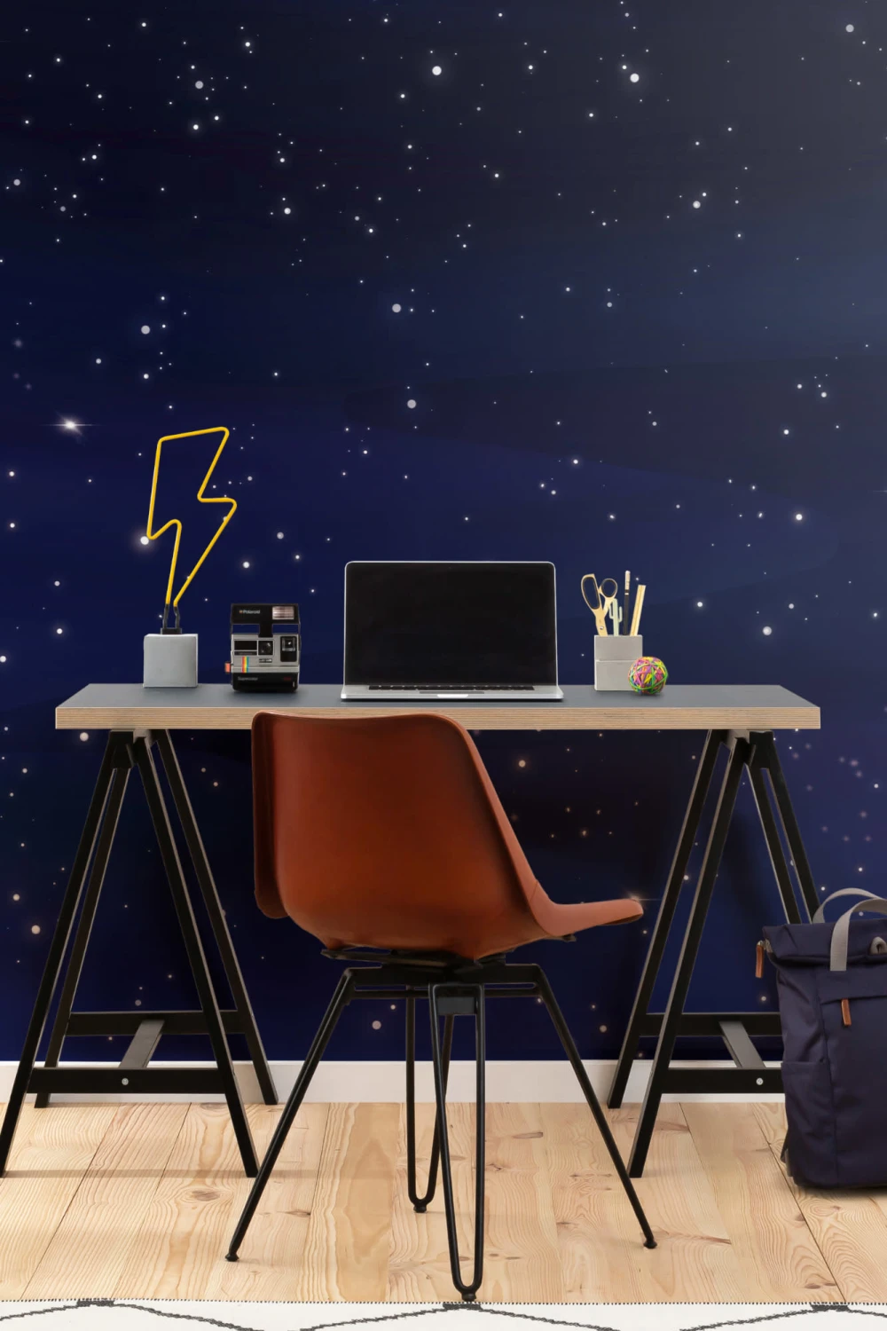 Dark Blue Night Sky Stars Wallpaper Mural