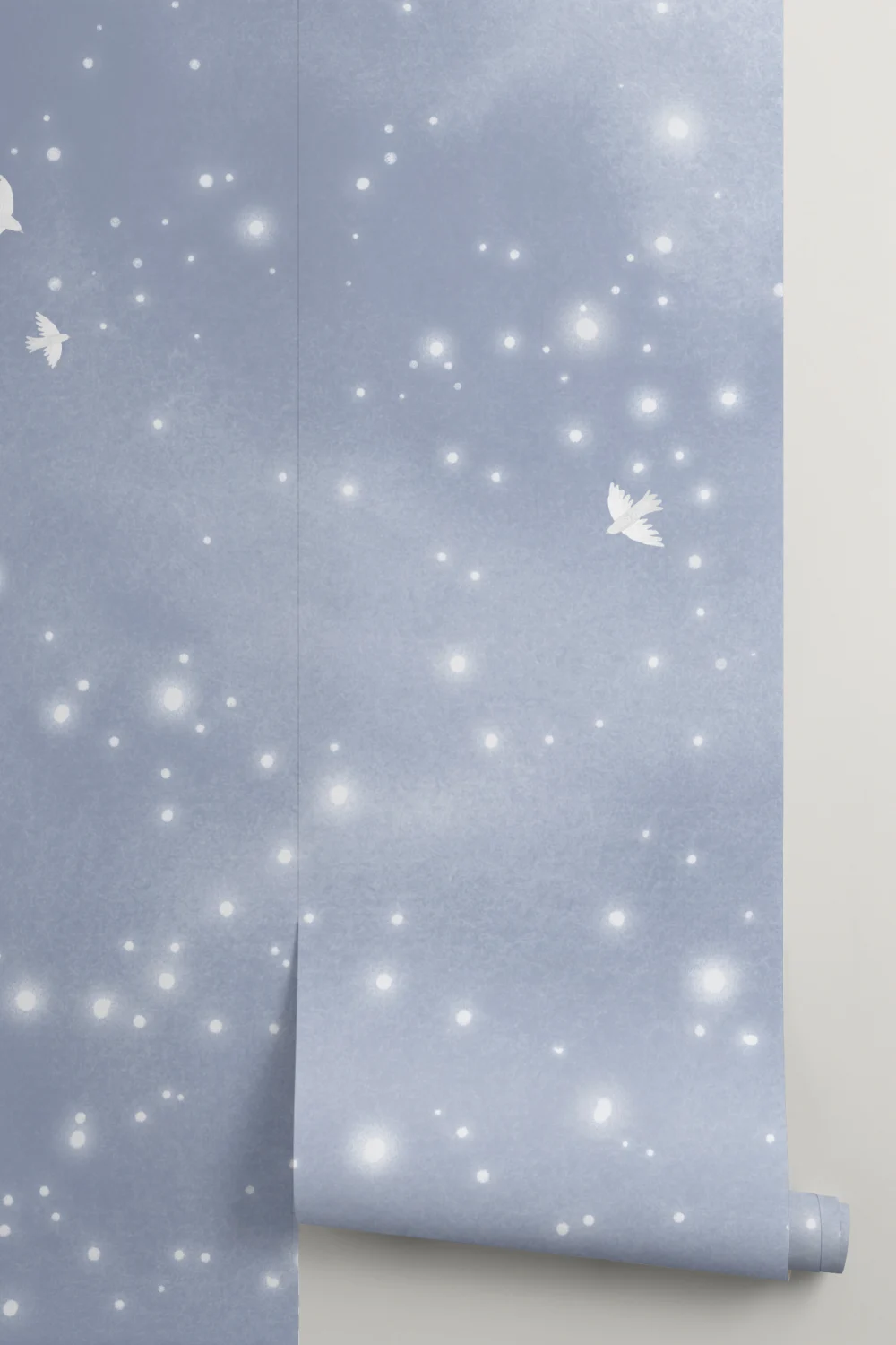 Blaue Aquarell-Galaxie- und Tauben Fototapete