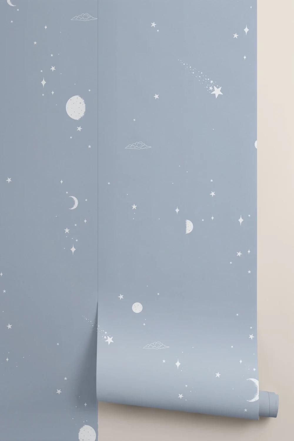 Blue & White Moon & Stars Mural