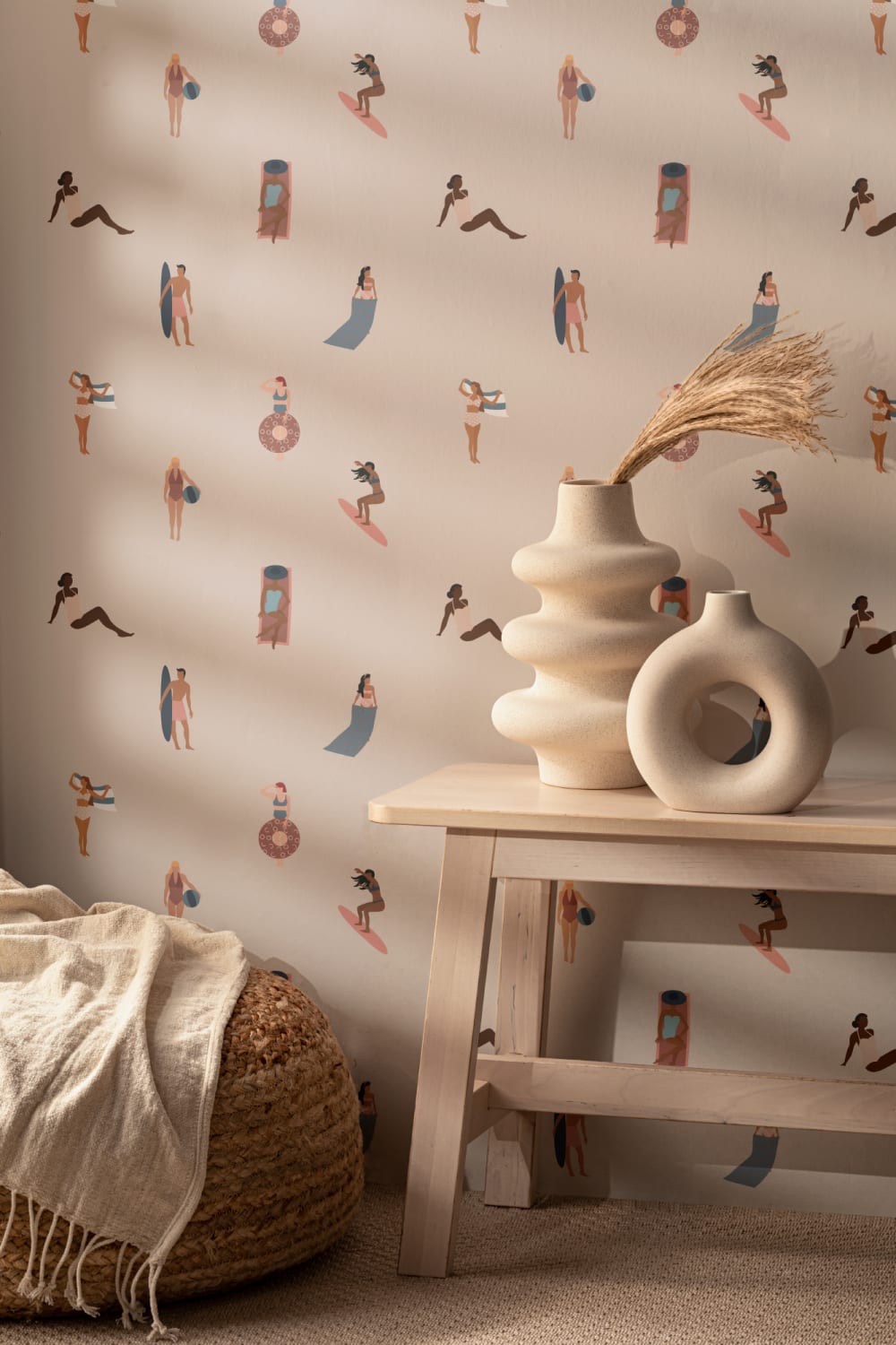 Cream Beach Life Seaside Repeat Pattern Wallpaper