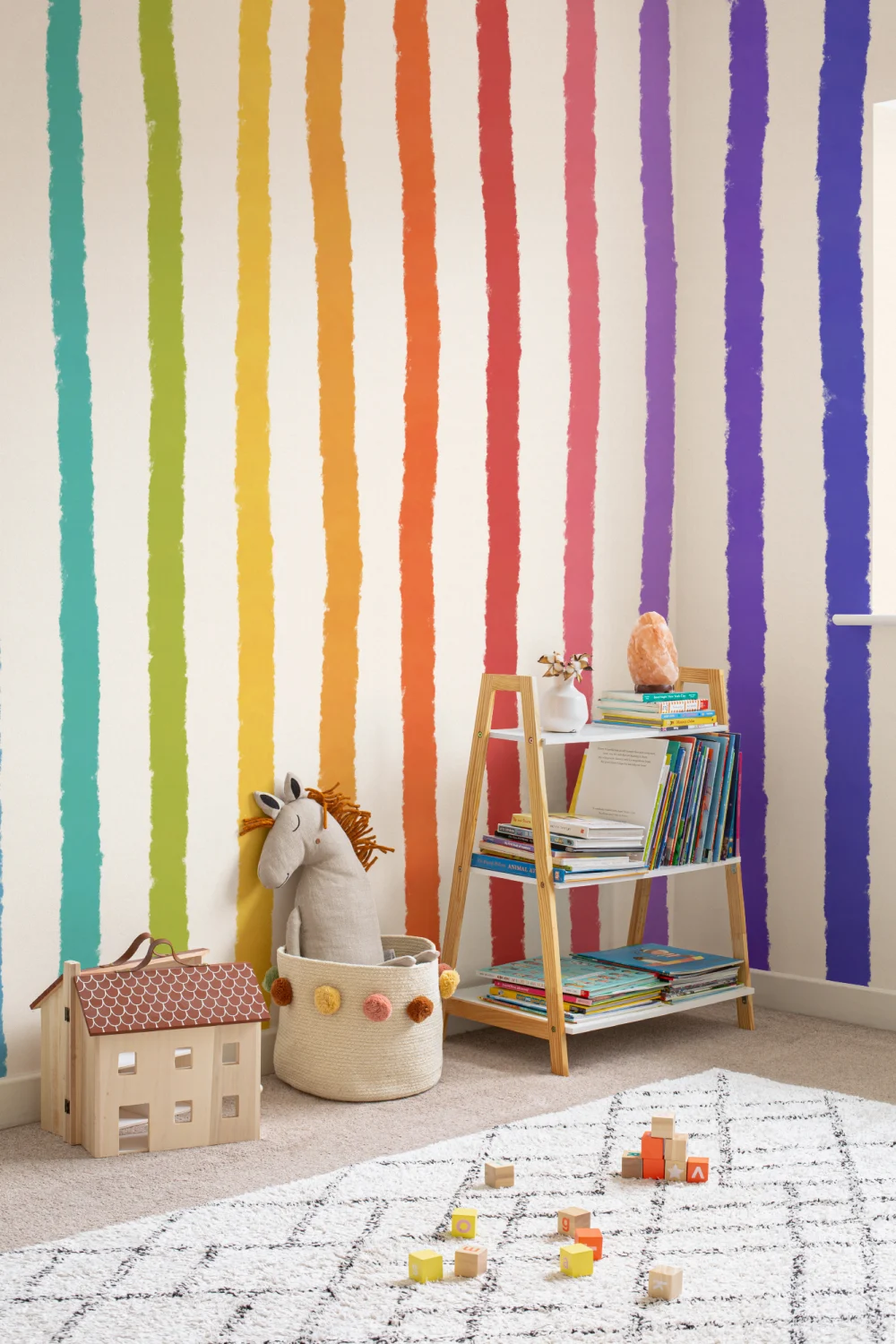 Textured Crayon Rainbow Stripes Wallpaper Mural