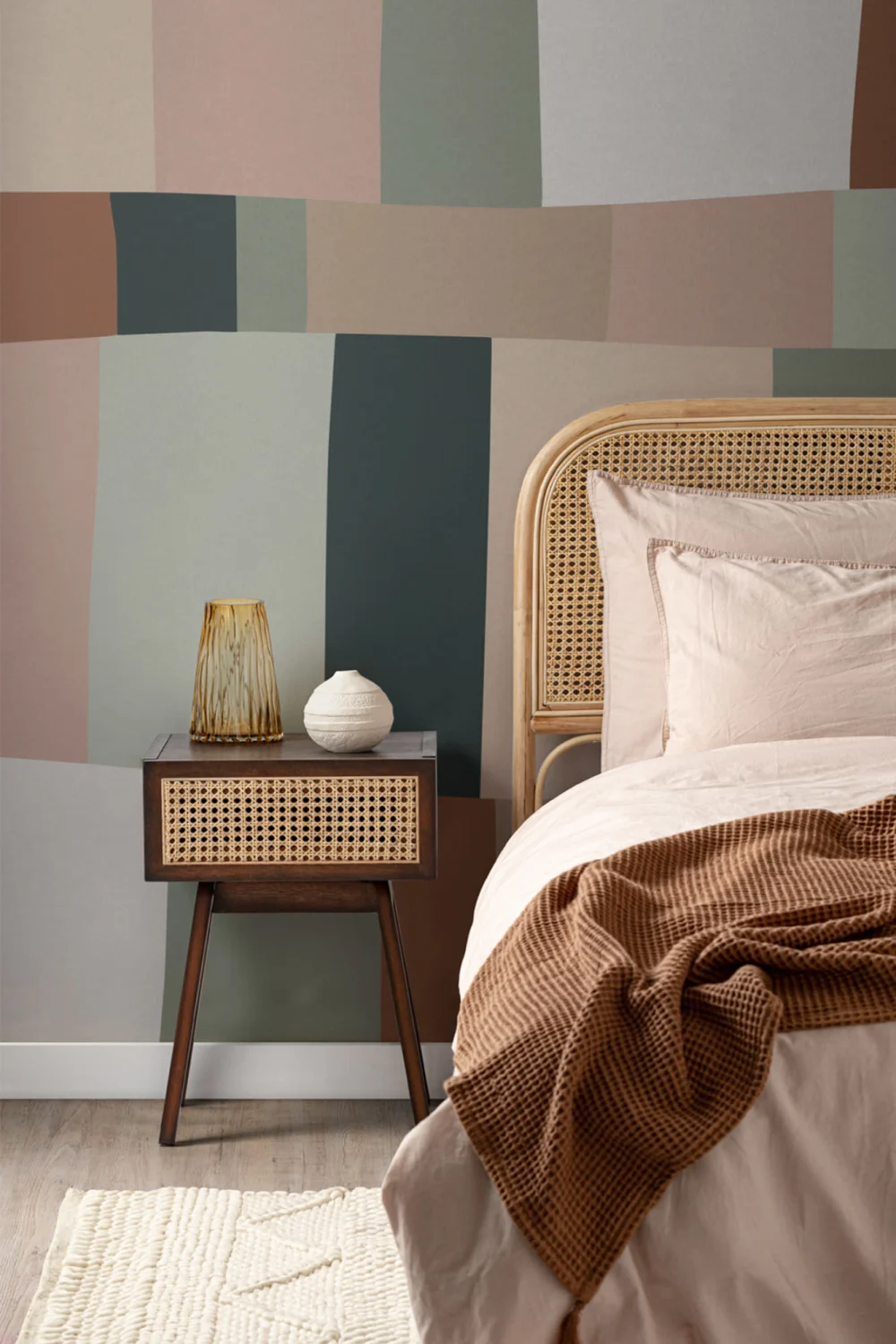 Pastel Colour Block Stripes Wallpaper Mural