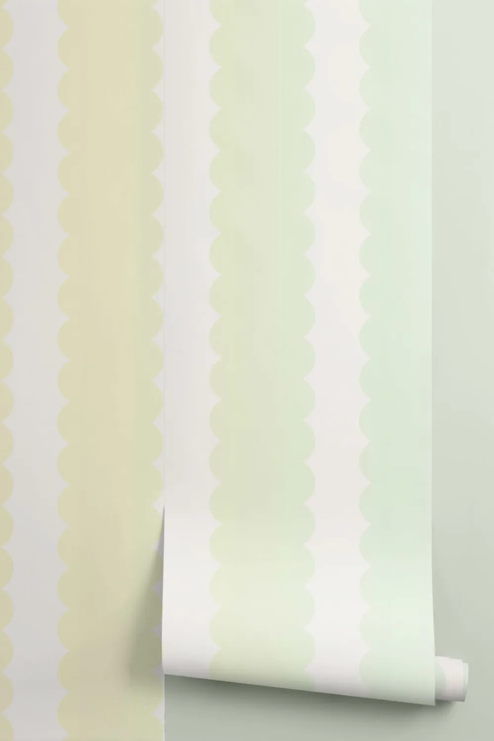 Pastel Ombre Rainbow Scalloped Stripes Wall Mural
