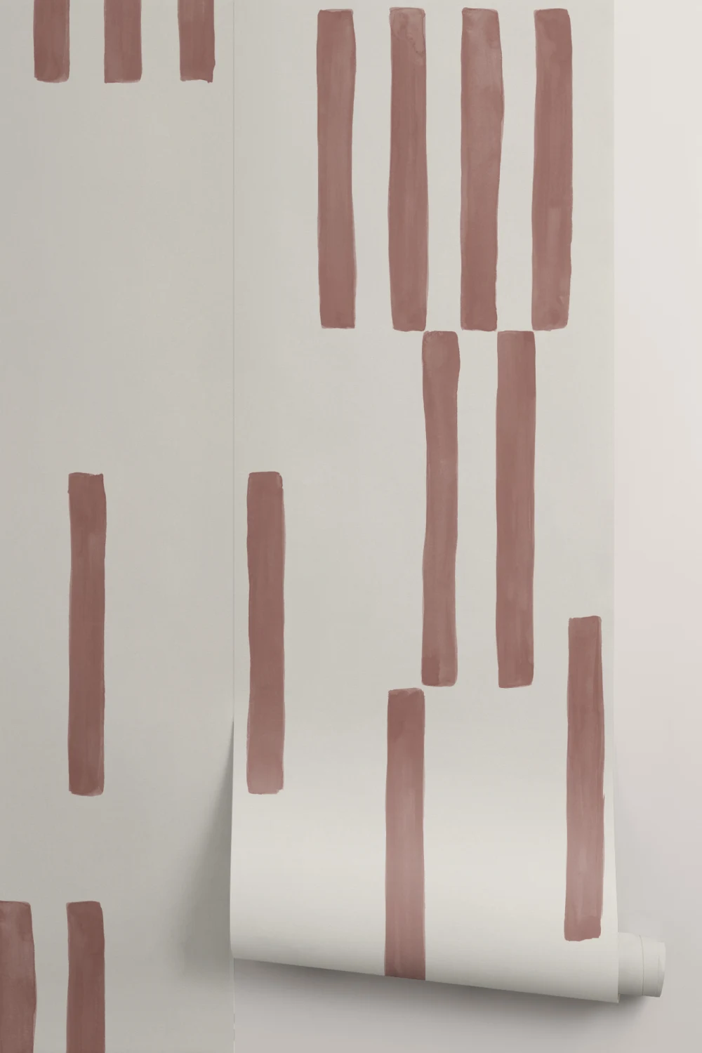 Hand Painted Line Geometric Mural in Terracotta