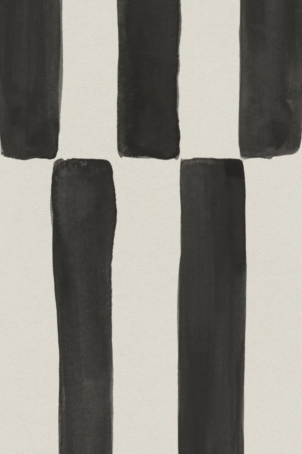 Hand Painted Line Geometric Mural in Black and White