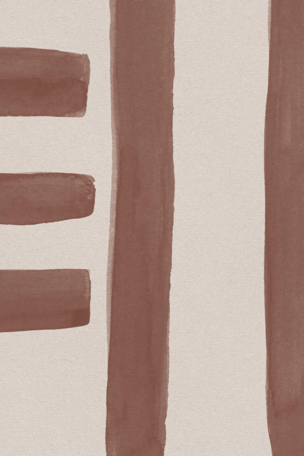 Hand-Painted Geometric Grid Stripe Mural in Terracotta