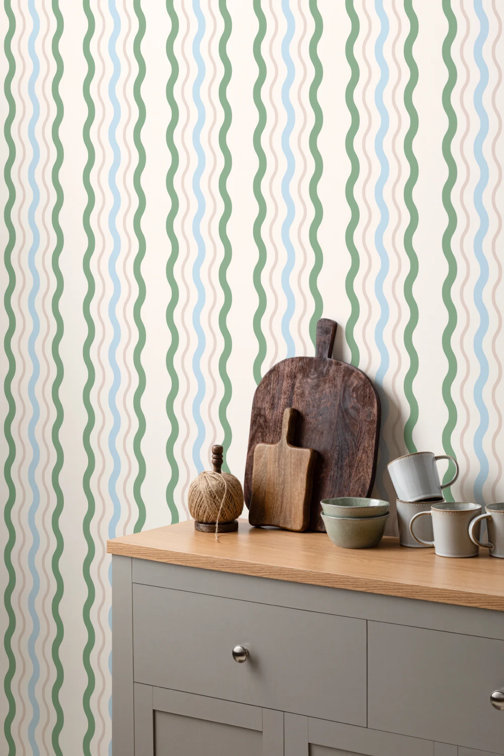 Wavy Ric Rac Striped Wallpaper