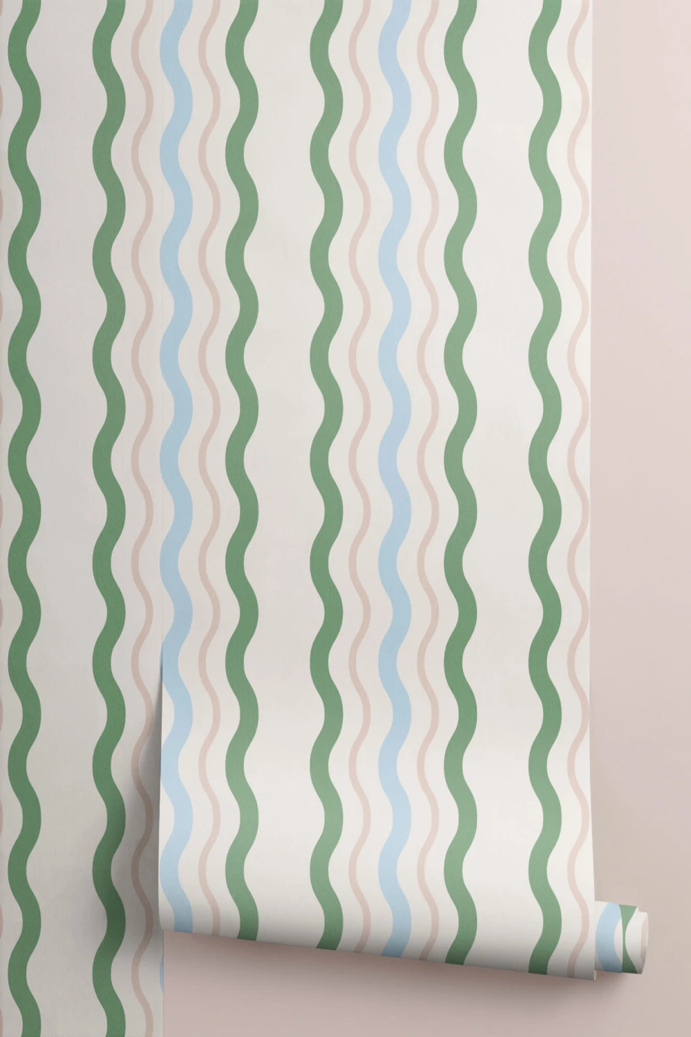 Wavy Ric Rac Striped Wallpaper