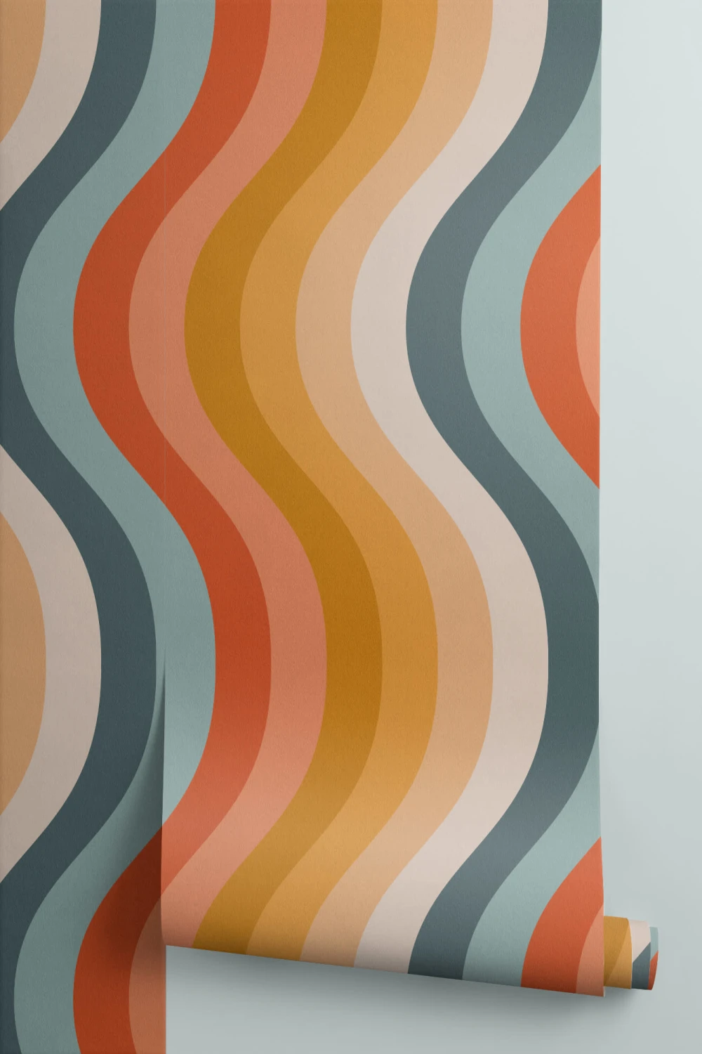 Colorful Wavy Retro Lines Wallpaper