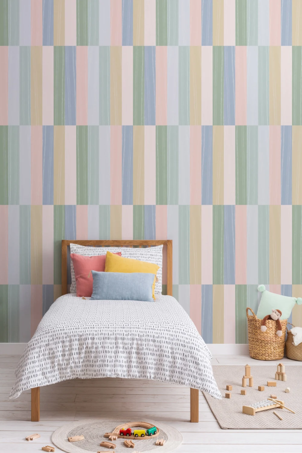 Soft Pastel Chunky Stripes Wallpaper Mural