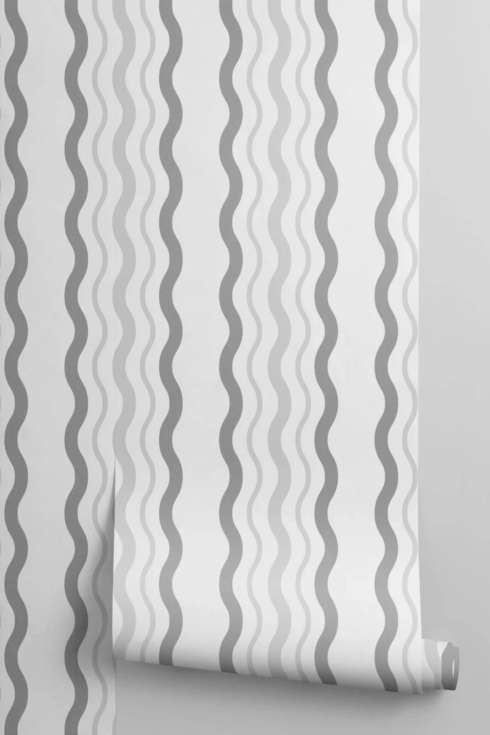 Papel Pintado a Rayas Onduladas Grises