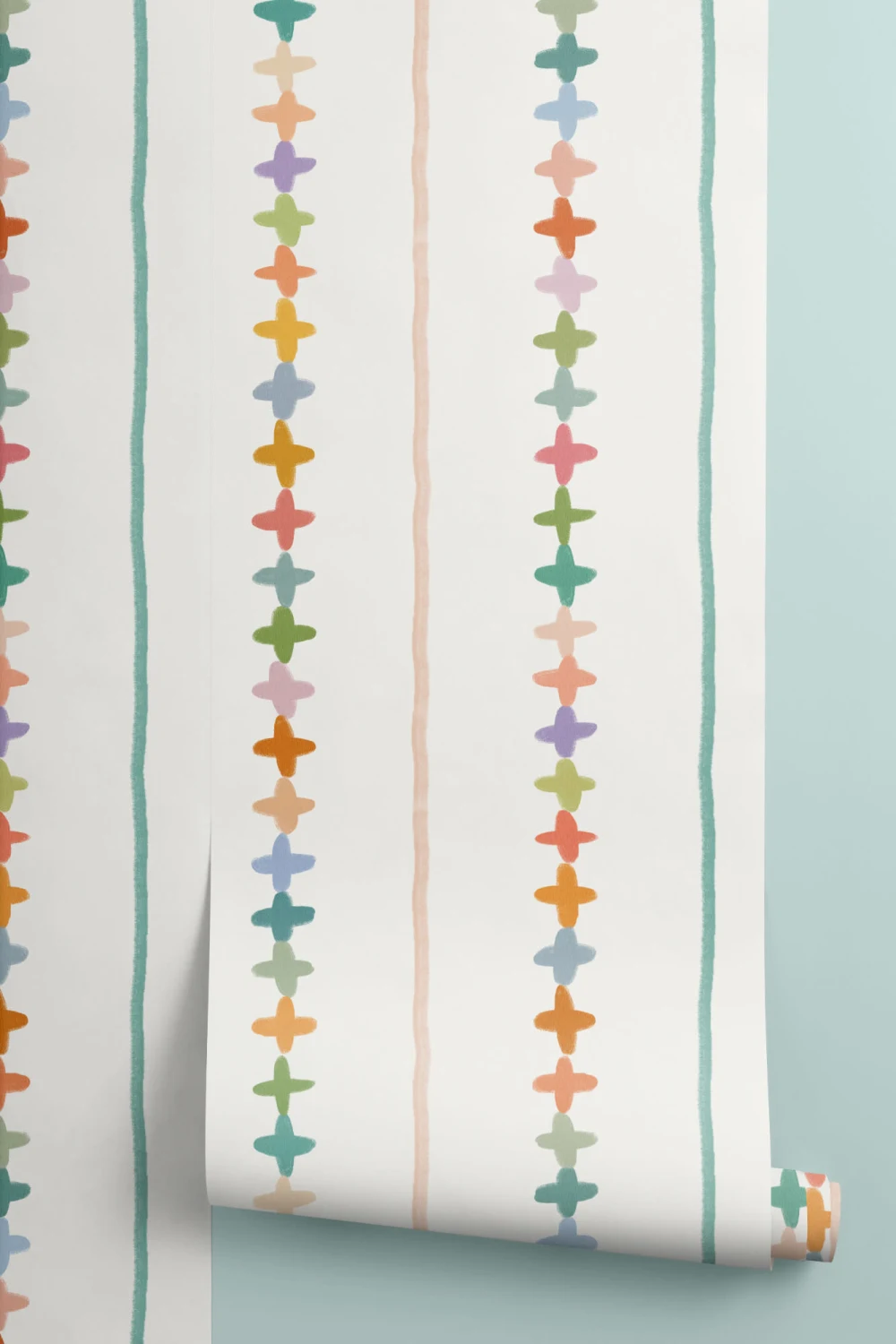 Käsin piirretty monivärinen Criss Cross raidat tapetti