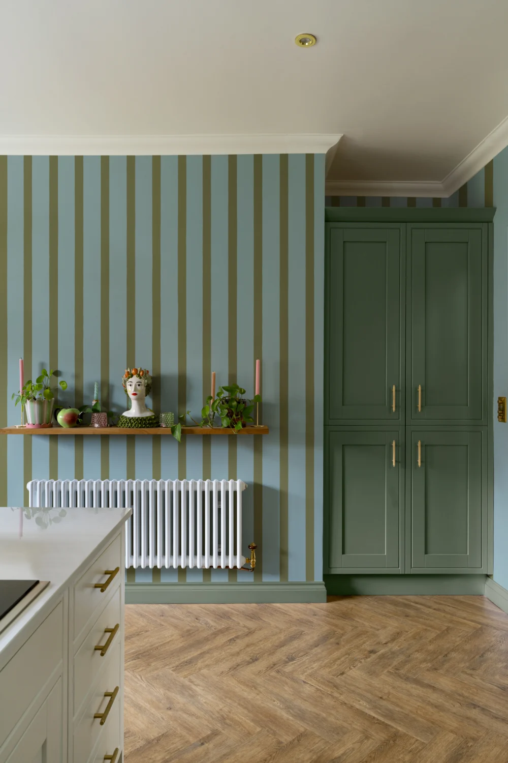 Blue And Green Striped Minimalist Pattern Wall Mural