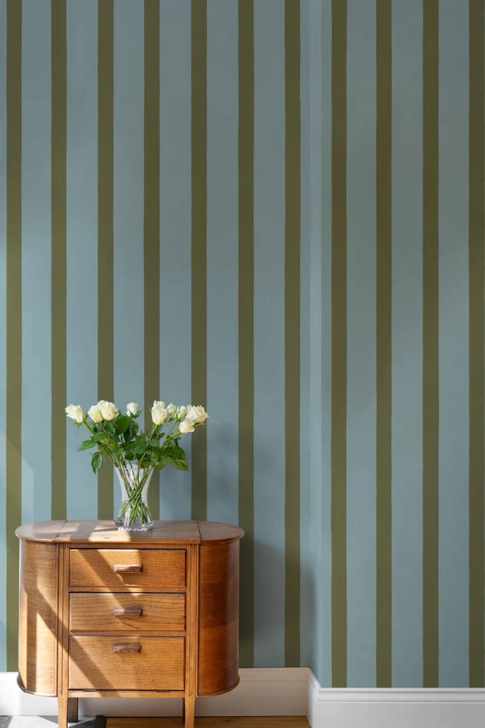 Blue And Green Striped Minimalist Pattern Wall Mural