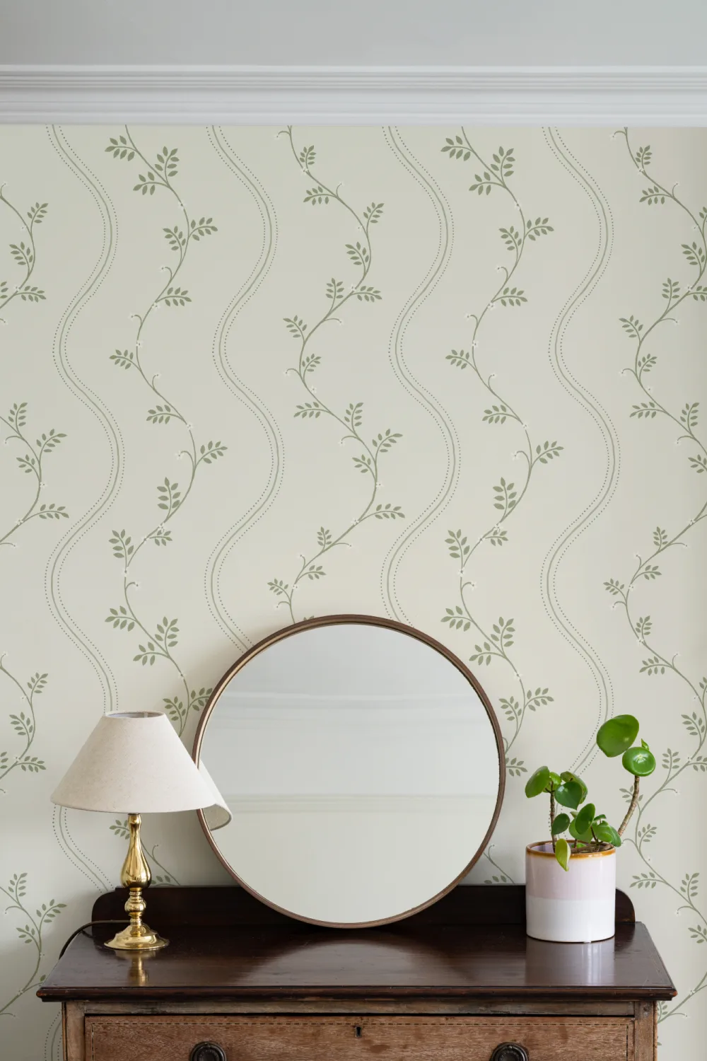Verde Botanic cu dungi stil Vintage tapet murale