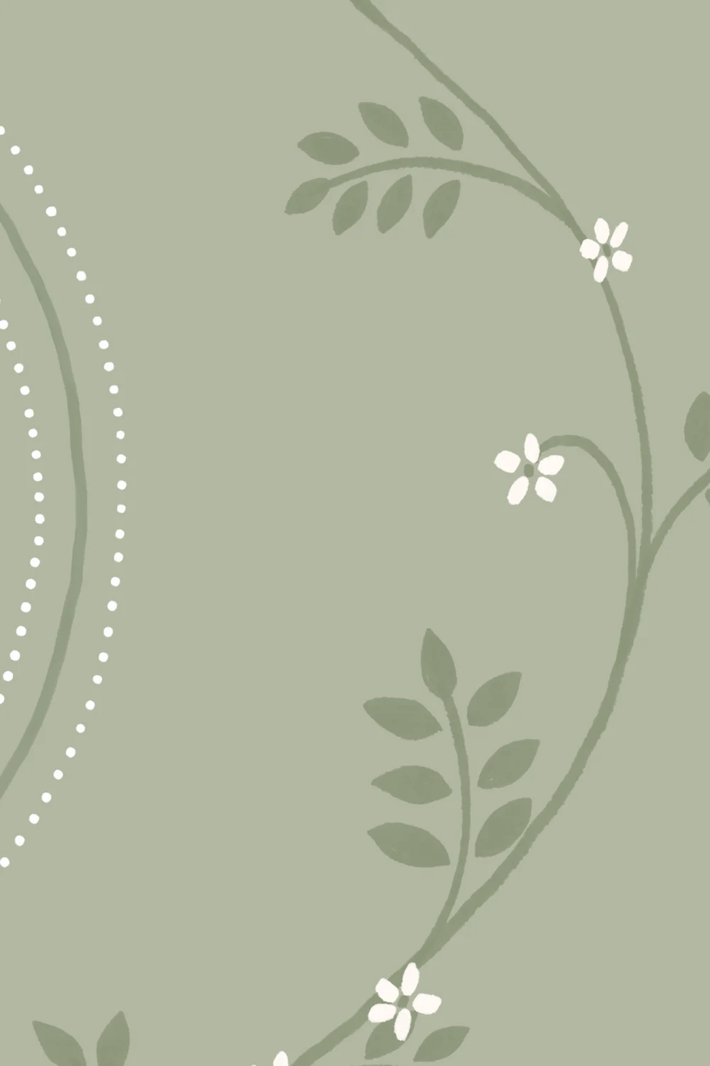Green Vintage Floral Elegance Mural With Subtle Charm