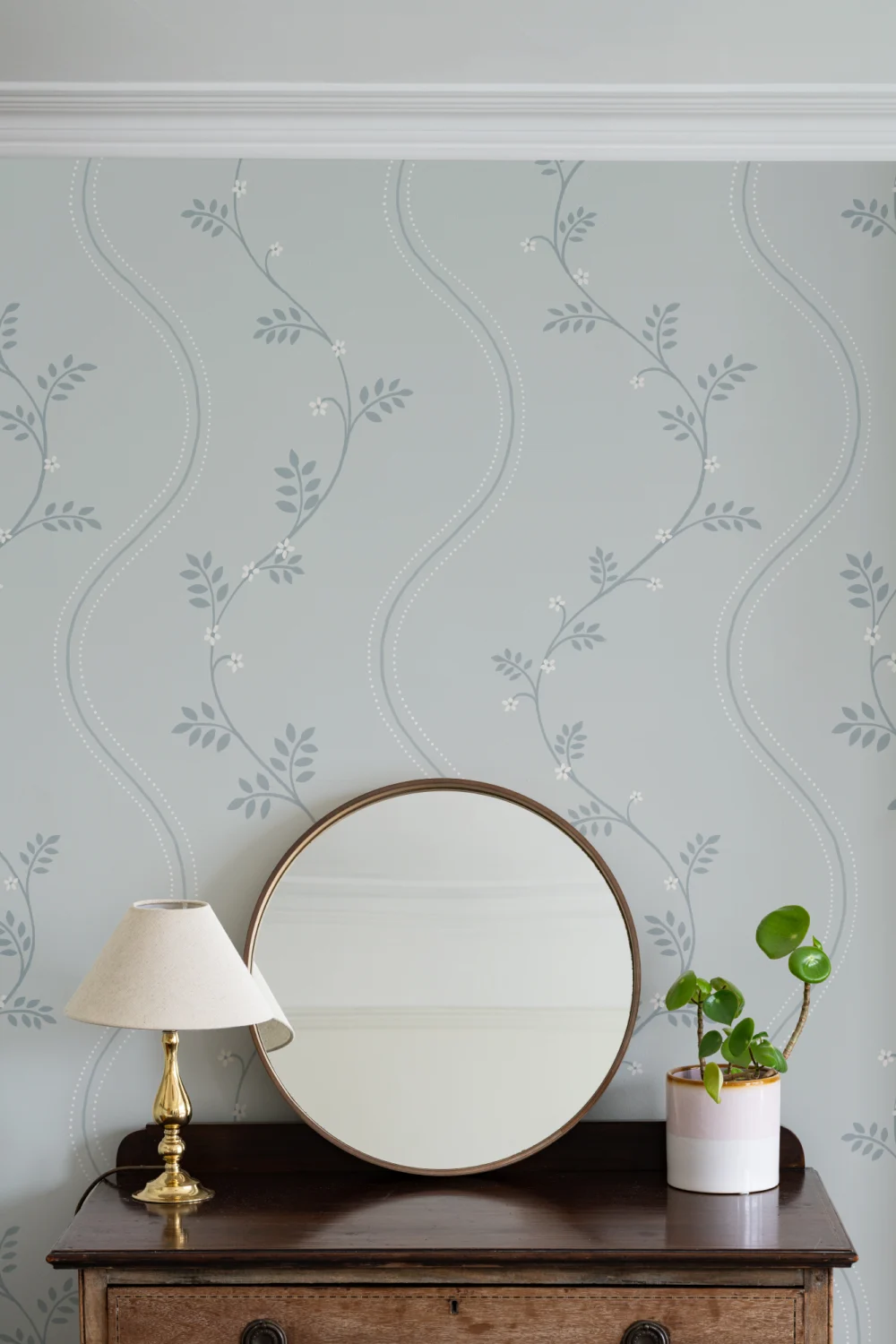 Blue Vintage Floral Pattern Wallpaper Mural