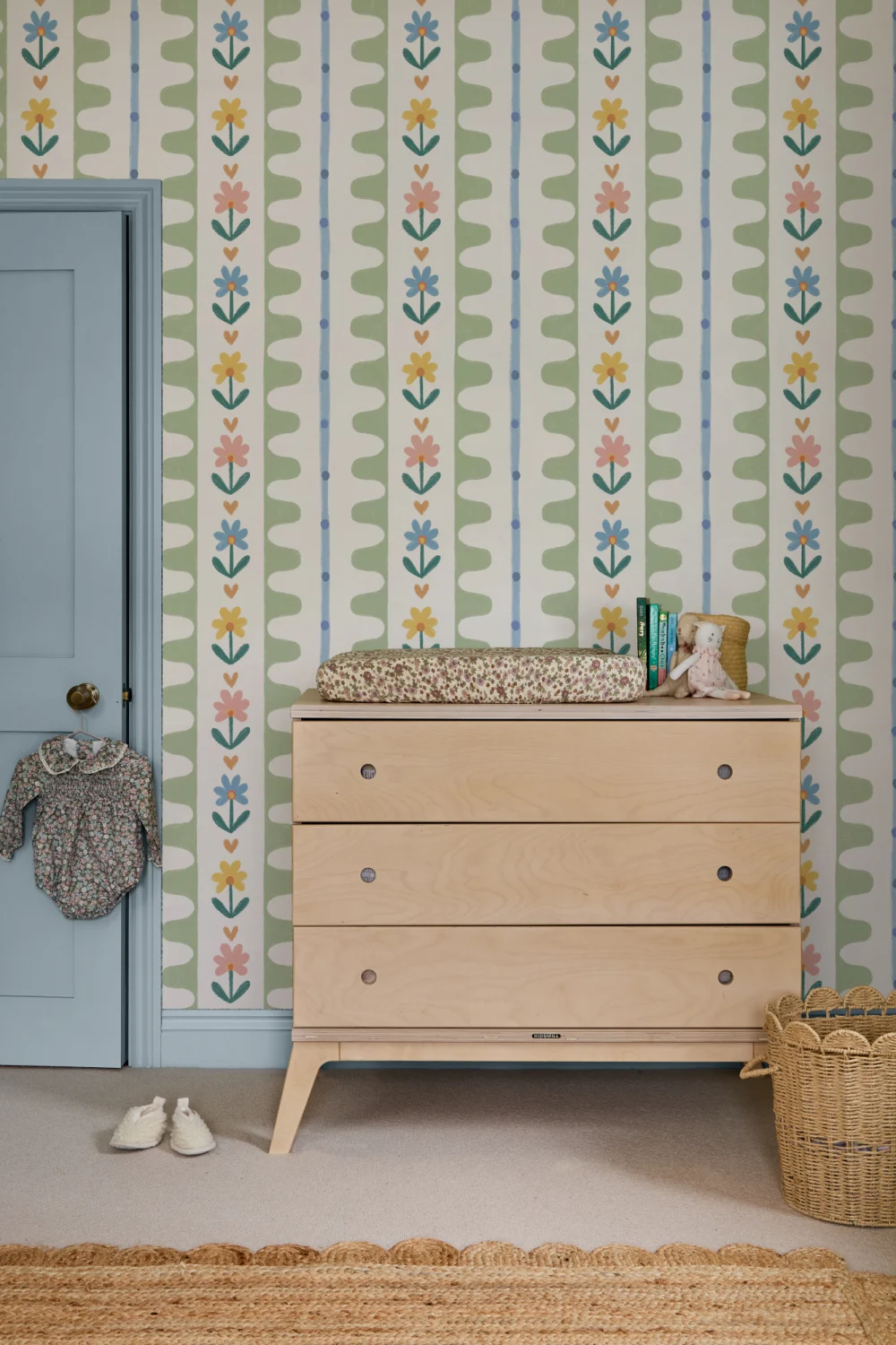 Multicolor Floral Striped Pattern Mural For Cheerful Spaces