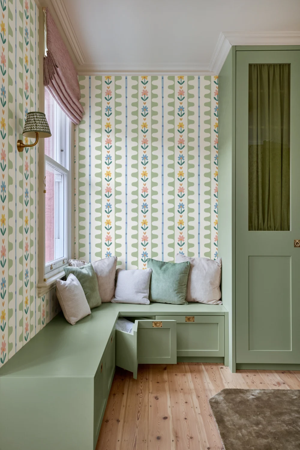Multicolor Floral Striped Pattern Mural For Cheerful Spaces
