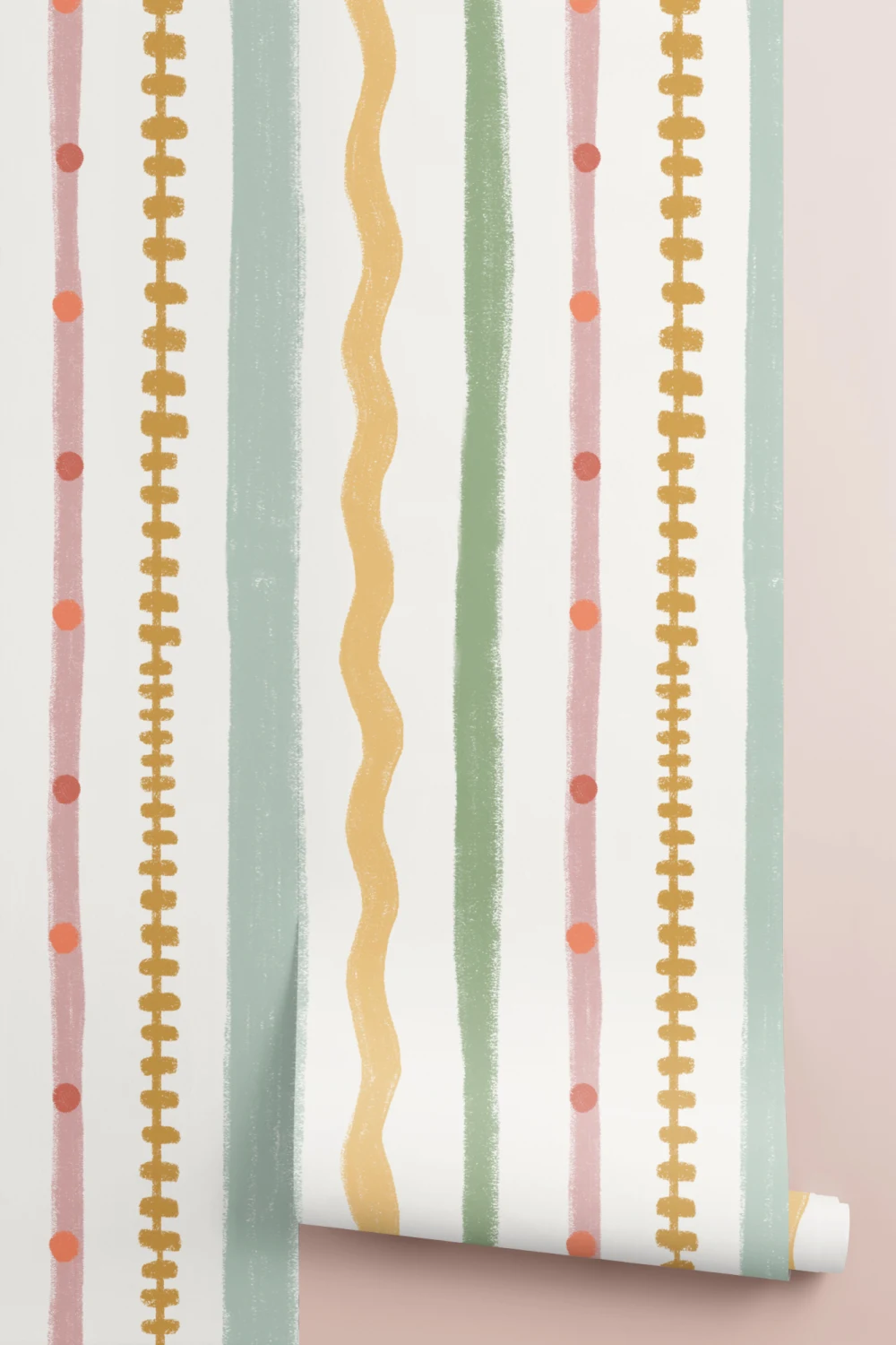 Multicolor Stripes Retro Pattern Mural for Playful Spaces