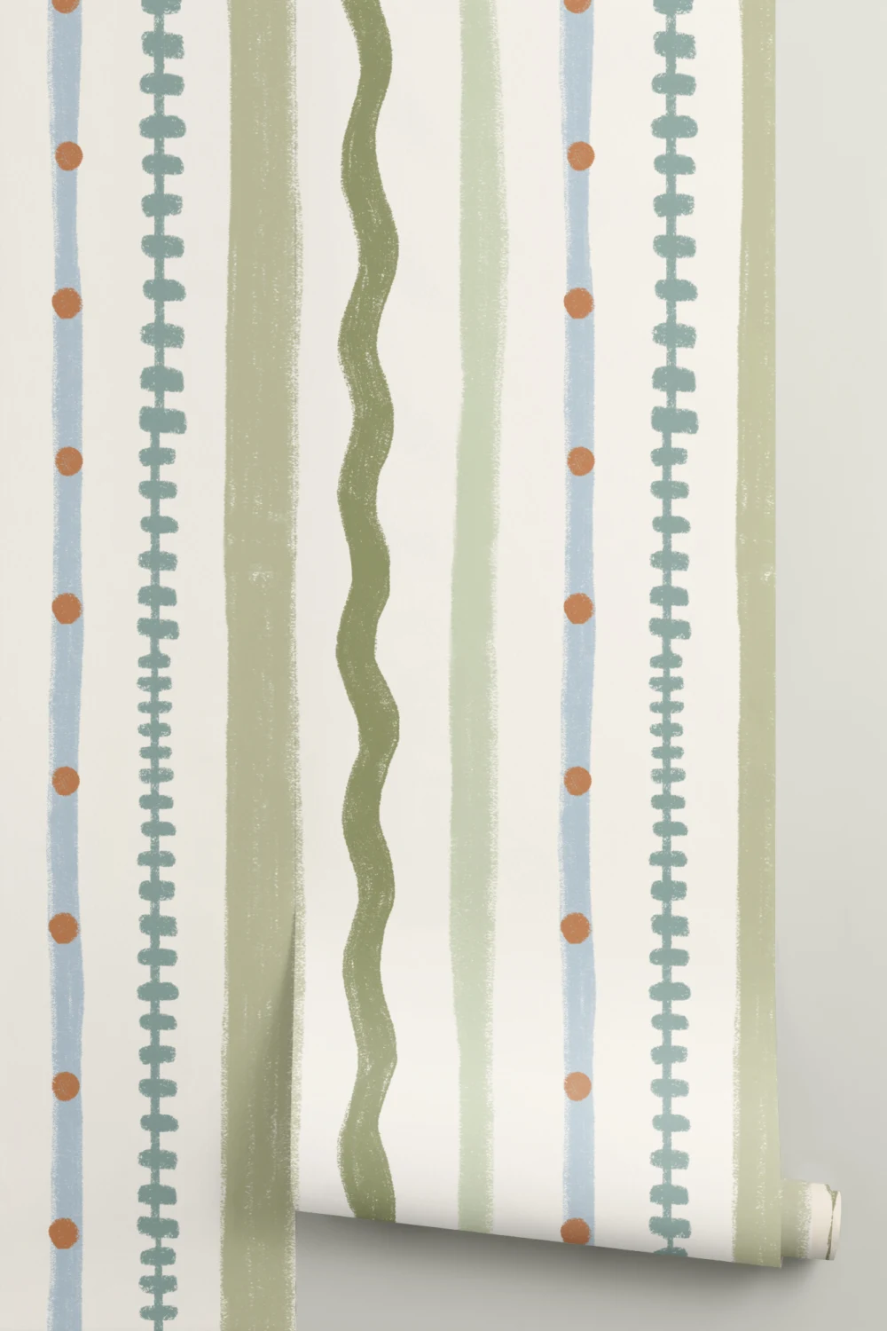 Green Striped Retro Pattern Mural With Playful Vibe
