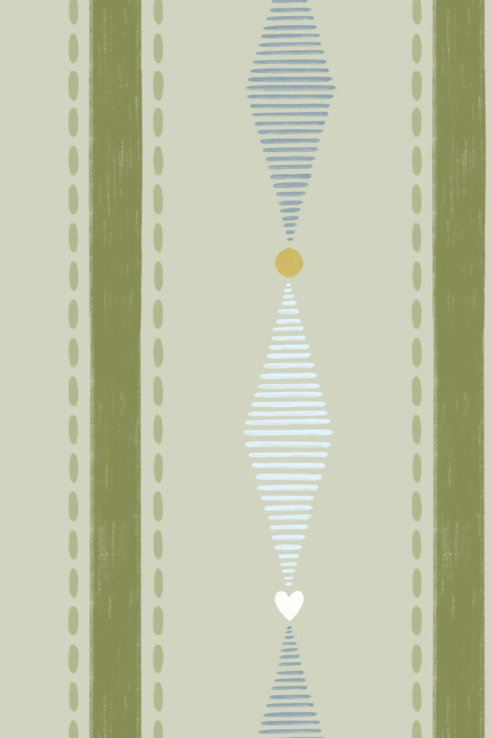 Green Geometric Striped Kids’ Mural For Playful Ambience
