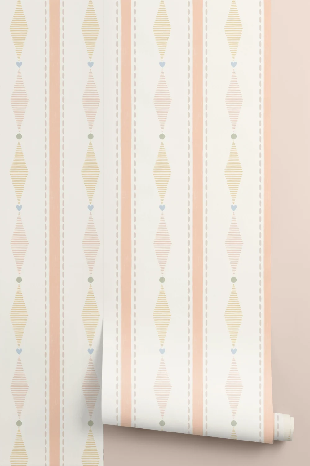Multicolor Geometric Pastel Stripe Design Kids Mural