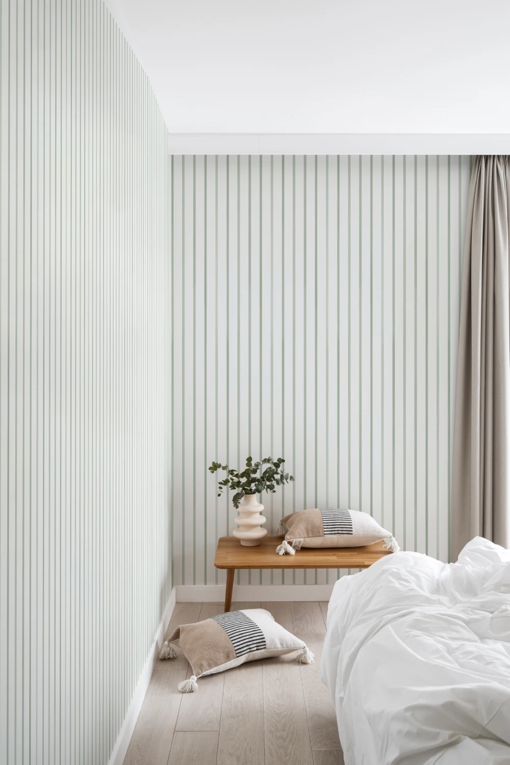 Green Nautical Striped Pattern Mural For Serene Spaces