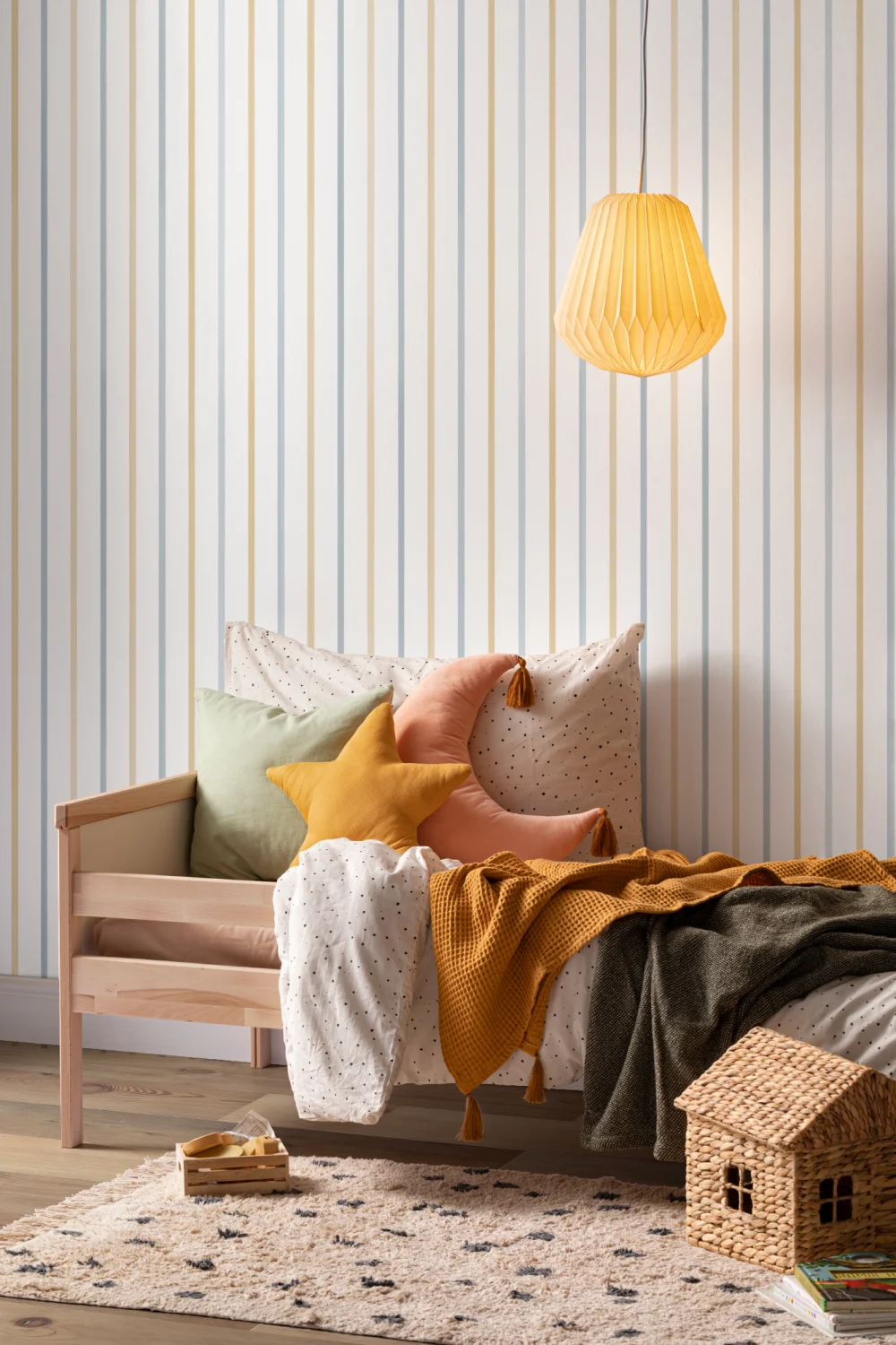 Yellow Striped Pattern Contemporary Nautical Vibe Mural