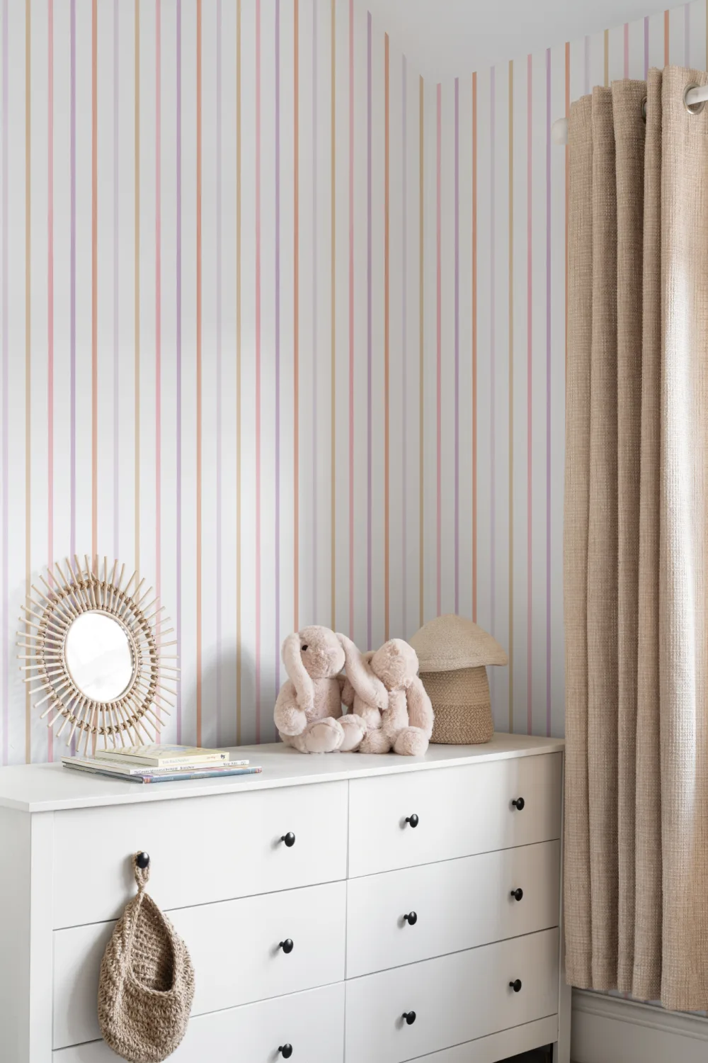 Pastel Striped Minimalist Contemporary Mural For Serenity Vibes