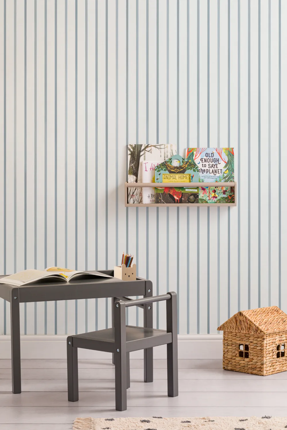 Sailor Blue Striped Pattern Contemporary Mural