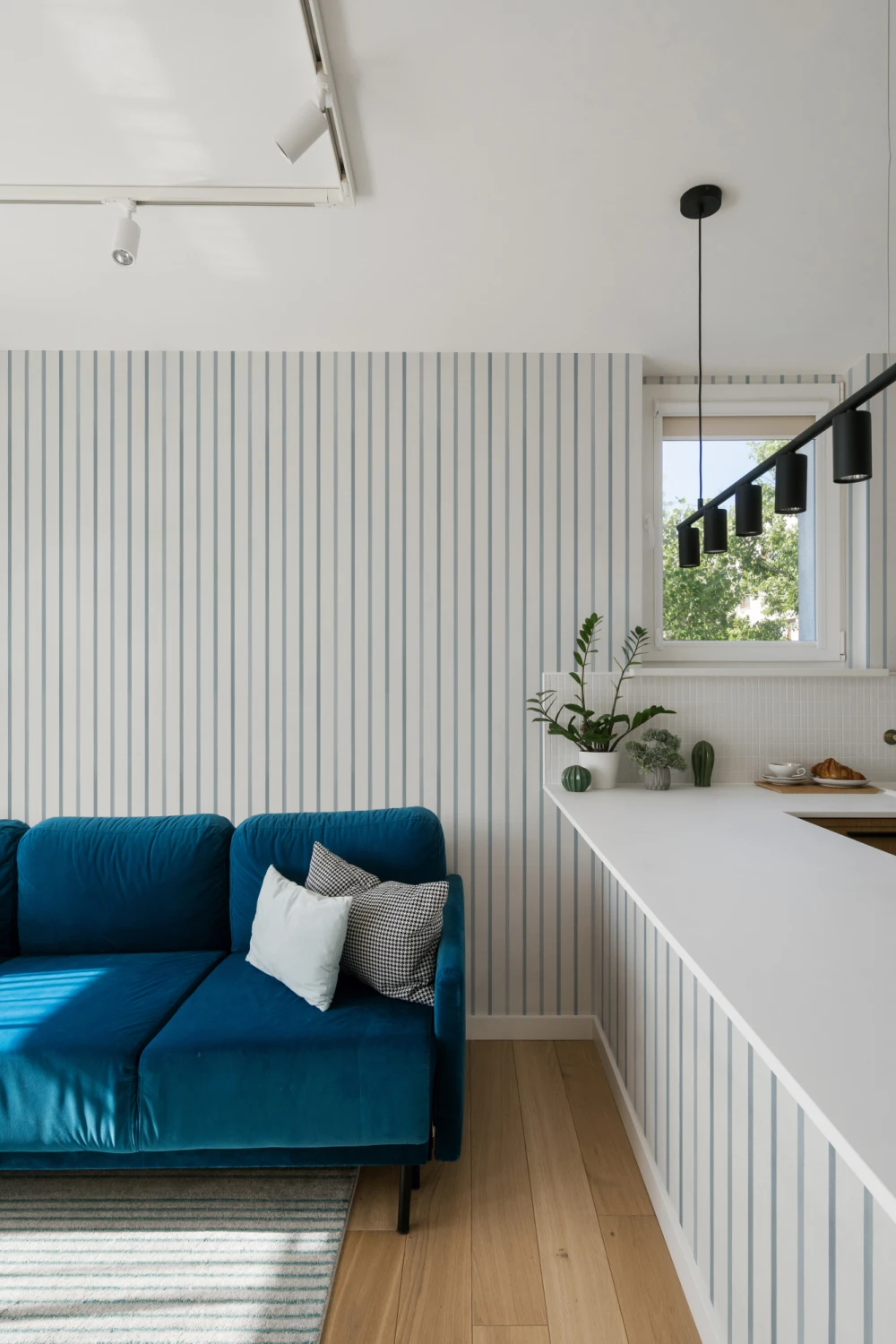 Sailor Blue Striped Pattern Contemporary Mural