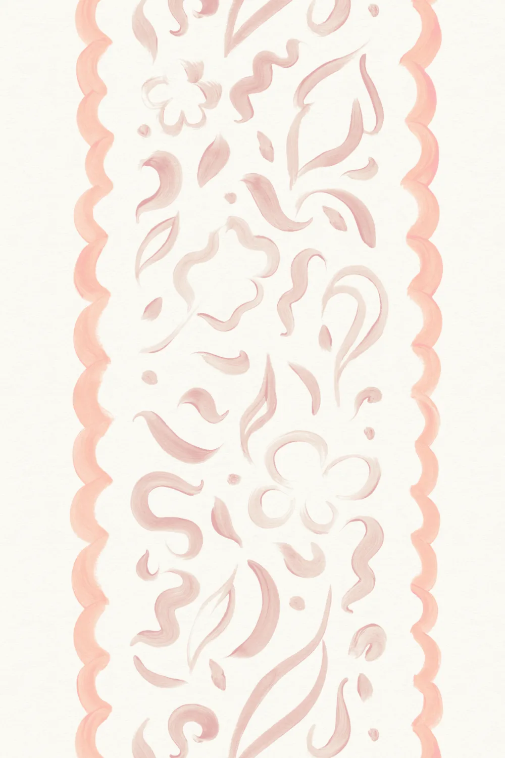 Pink Abstract Leaves Striped Mural
