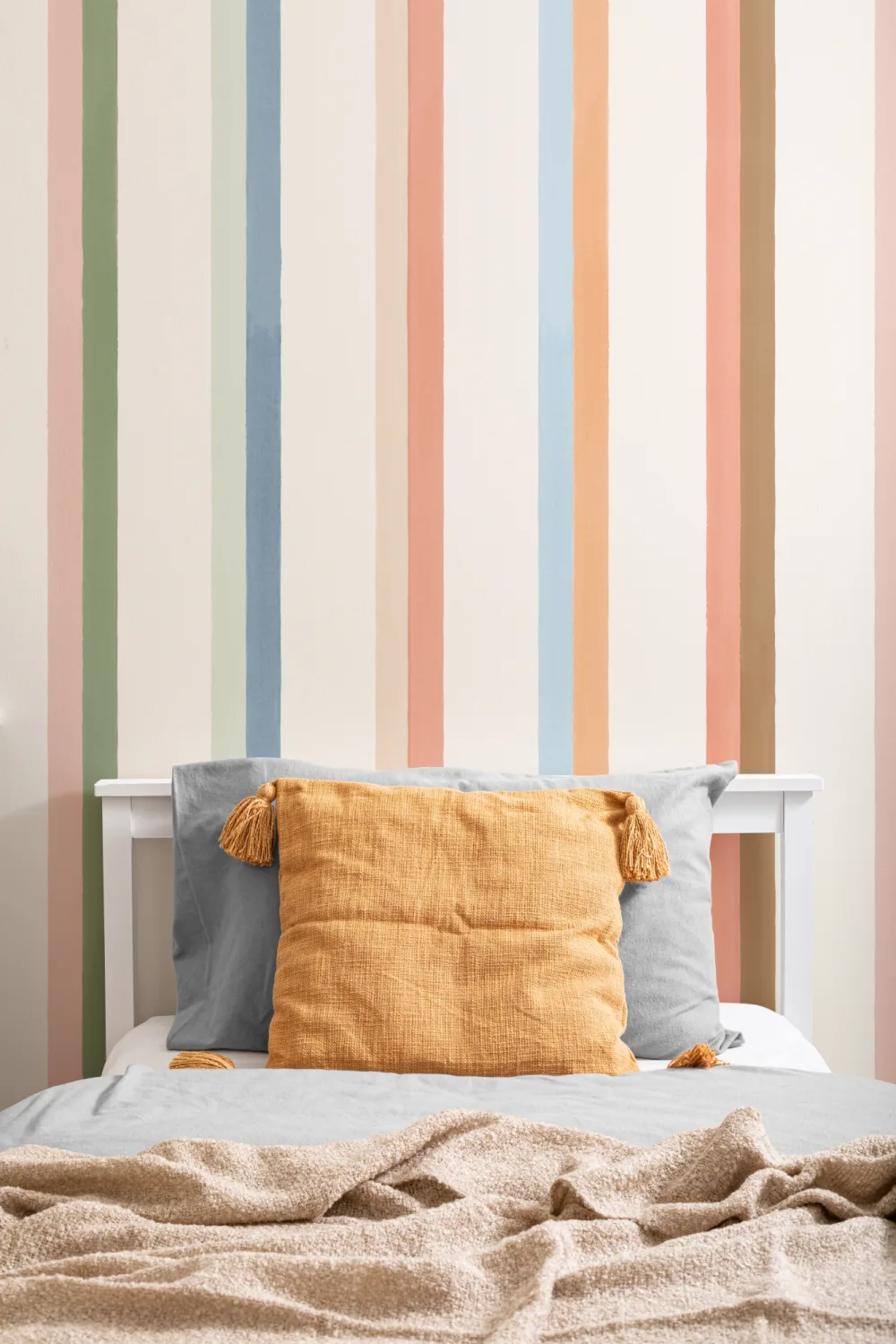Hand Painted Retro Vertical Stripes Mural